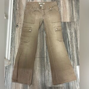 Z Cavaricci Vintage 90s Y2K Brown Tan Wide Leg Grunge Military Cargo Pants sz 9